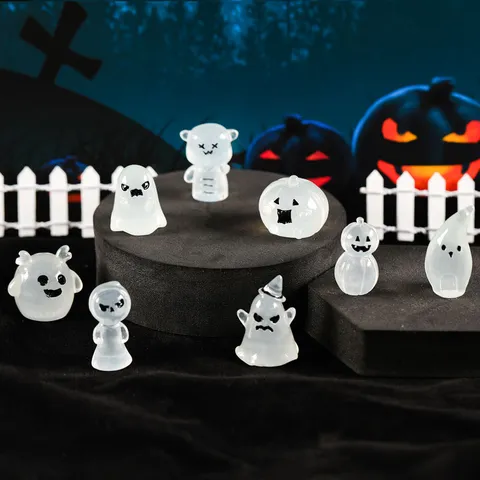 Halloween Luminoso Resina Miniatura Fantasma Scheletro Ornamenti Cartone Animato Statuetta Brillante al Buio DIY Decorazione Casa