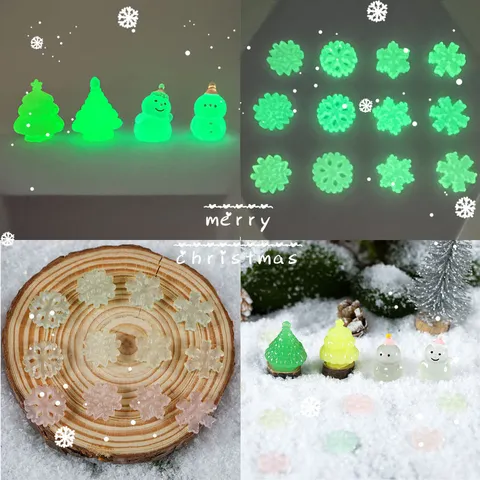 Figurina Miniatura in Resina di Natale Luminosa Pupazzo di Neve Albero Fiocco di Neve Decorazione DIY