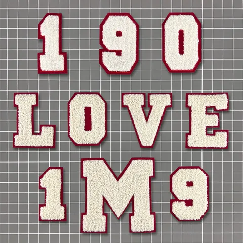 Apricot Chenille Towel Embroidery Letter Number Patches DIY Applique For Baseball Uniform Garment Accessories