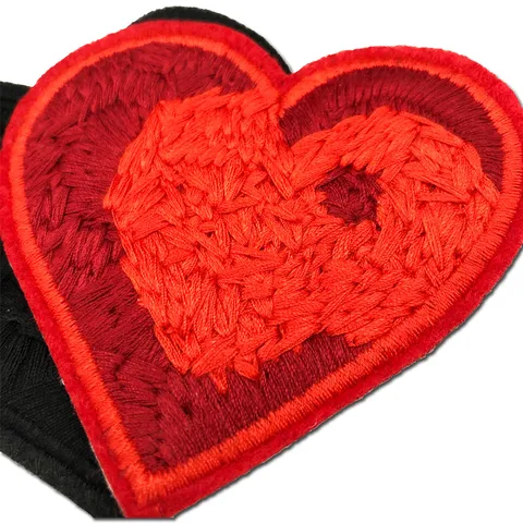 Heart Embroidered Patch Black And Red Love Heart Laser Cut Fabric Applique DIY Clothing Accessories Decorative Patch