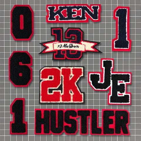 Bestickte Chenille Handtuch Bestickung Buchstaben Zahlen Aufnäher Für Baseball Jacke DIY Kleidung Dekorative Applikation Abzeichen