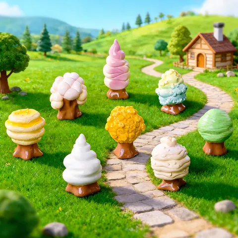 Micropaesaggio Creativo Resina Dessert Piccolo Albero Statuetta Casa delle Bambole Casa Auto Scrivania Ornamento Carino Miniatura Artigianato