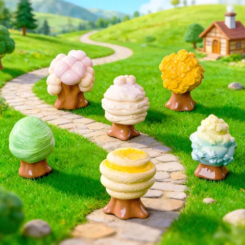 Micropaesaggio Creativo Resina Dessert Piccolo Albero Statuetta Casa delle Bambole Casa Auto Scrivania Ornamento Carino Miniatura Artigianato