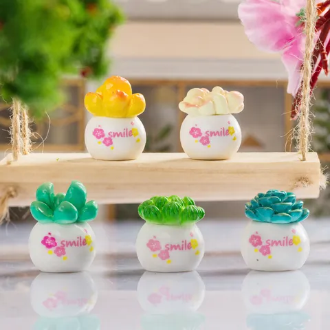 Piante in Vaso Succulente in Resina in Miniatura Ornamenti per Micropaesaggio DIY Giardino Artigianato Scrivania Auto Decorazione Accessori