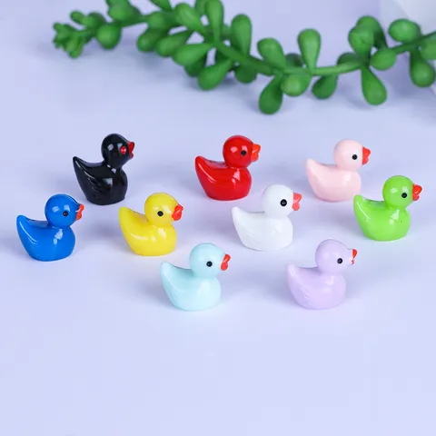 Mini Figurines de Canard en Résine Colorée Ornements de Micro Paysage Petite Statue d'Animal pour Décoration de Jardin de Bureau