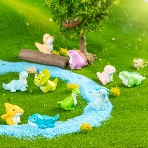 Simpatica Statuetta di Dinosauro Blind Box Resina Miniatura Animale Statua Ornamento da Scrivania Micro Paesaggio Giardino DIY