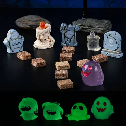 Ornamenti in Resina di Micro Paesaggio di Halloween Statuetta Miniatura Fantasma Zucca Lapide Accessori Palla di Neve Decorazione