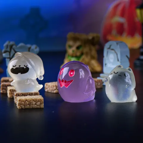 Ornamenti in Resina di Micro Paesaggio di Halloween Statuetta Miniatura Fantasma Zucca Lapide Accessori Palla di Neve Decorazione
