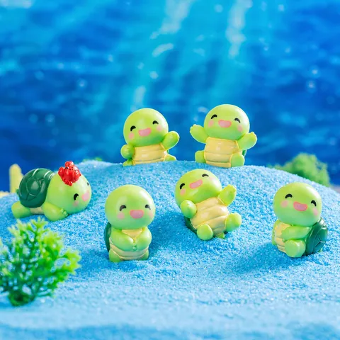 Mignonne Figurine De Tortue En Résine De Dessin Animé Miniature Statue D'Animal Bureau Tableau De Bord De Voiture Décor Micro Paysage Ornement