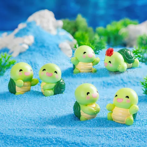 Mignonne Figurine De Tortue En Résine De Dessin Animé Miniature Statue D'Animal Bureau Tableau De Bord De Voiture Décor Micro Paysage Ornement