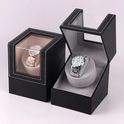 Automatic Watch Winder Box PU Leather Single Slot Motorized Watch Shaker Display Storage Case for Mechanical Watches