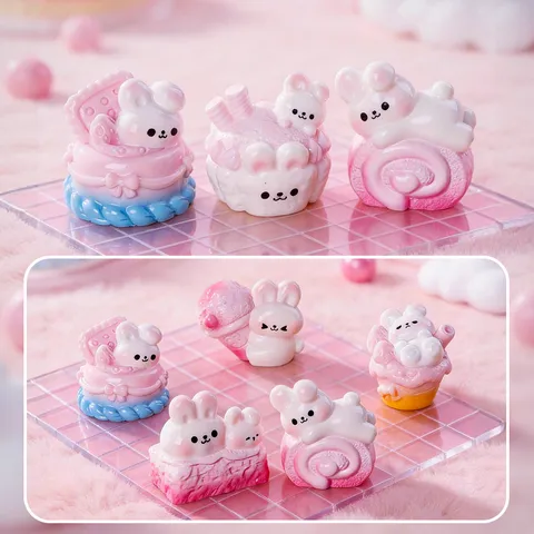 Simpatiche Miniature in Resina Coniglietto Dessert Animale Fai da Te Artigianato Micro Paesaggio Auto Scrivania Ornamenti Decorazione