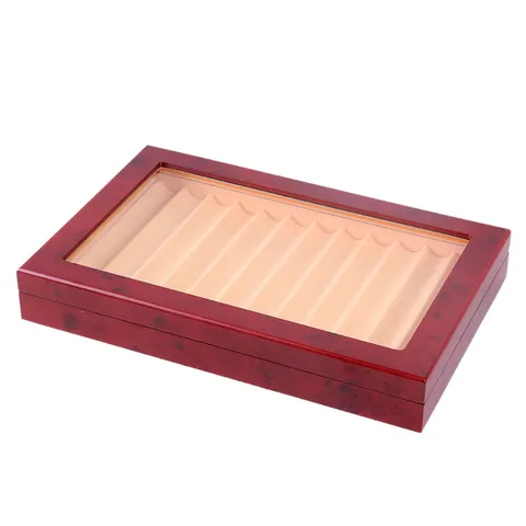 Wooden Pen Display Box 12 Slots Piano Paint Fountain Pen Storage Case with Clear Window Executive Business Gift Pen Organizer