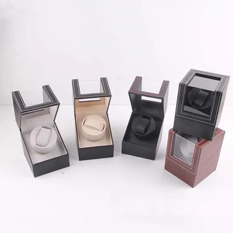 PU Leather Single Watch Winder Automatic Mechanical Watch Rotation Box Motor Display Case Electric Watch Shaker Box