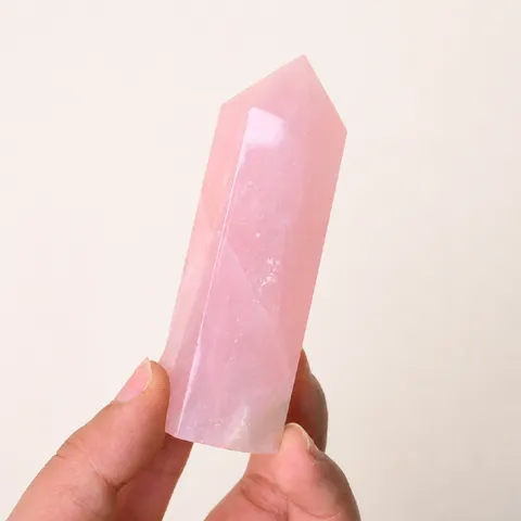 Pilastro in Cristallo di Quarzo Rosa Naturale Pietra Grezza Prisma Esagonale Lucidato a Mano Pietra Curativa Decorazione Casa Ufficio