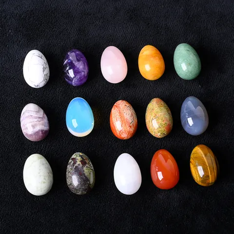 Natural Crystal Stone Small Egg Ornaments Polished Gemstone Bird Egg Home Decor Easter Gift