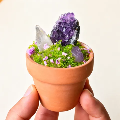 Natural Crystal Raw Stone Potted Plant Car Ornament Home Decoration Mineral Specimen Desktop DIY Landscaping Decor