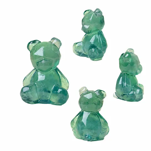 Green Fluorite Crystal Bear Figurine Hand Carved Geometric Facet Animal Statue Home Office Desktop Decor Healing Stone