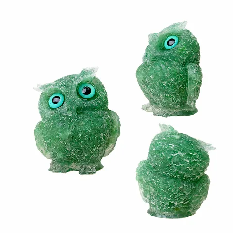 Natural Crystal Gravel Epoxy Resin Owl Figurine Modern Minimalist Cute Animal Desktop Decorative Ornament Home Decor