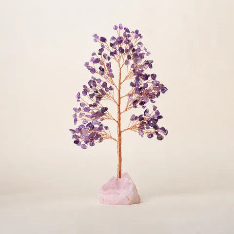 Arbre à Argent en Cristal Naturel Ornement Base en Pierre Brute Feng Shui Arbre en Cristal de Guérison pour Décoration Bureau Maison Cadeau