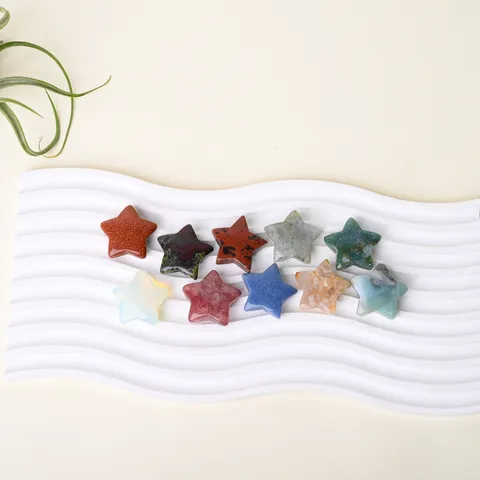 Natural Crystal Stone Star Ornaments Pentagram Pocket Stones Healing Crystal Meditation Decor Star Shape Crystal Gifts