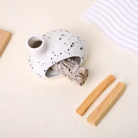 Ceramic Incense Burner Holder Tray With Palo Santo And Sage Modern Speckled Aromatherapy Incense Set For Home Decor