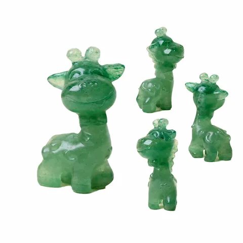 Natural Crystal Giraffe Carving Cartoon Animal Figurine Healing Mineral Stone Desktop Ornament Home Decor Gift