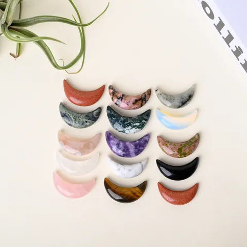 Natural Crystal Crescent Moon Shape Ornament DIY Jewelry Accessories
