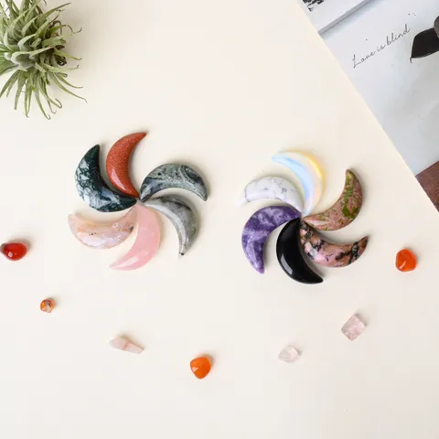 Natural Crystal Crescent Moon Shape Ornament DIY Jewelry Accessories