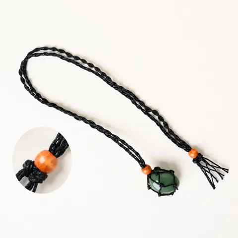 Natural Crystal Rolling Stone Pendant Necklace Hand Woven Adjustable Net Pocket Crystal Jewelry Healing Stone Necklace