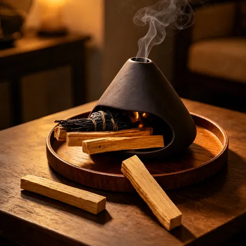 Retro Keramik Kamin Räucherbrenner Mit Palo Santo Und Salbei Vintage Heimdekoration Aromatherapie Diffusor Tisch Ornament