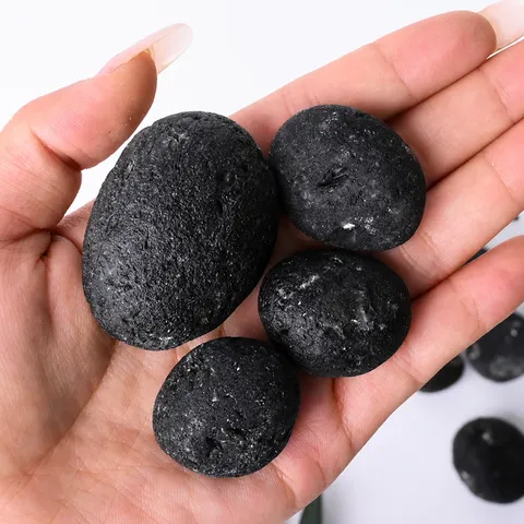 Natural Black Meteorite Raw Stone Mineral Crystal Specimen Volcanic Rock Aromatherapy Stone Landscaping Ornament