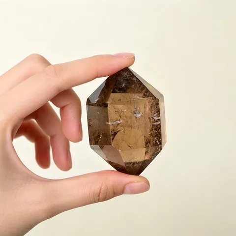 Quartz Fumé Naturel Pointe de Cristal Double Terminée Pierre Brute Colonne Hexagonale Polie Décoration Intérieure Accessoire de Bijoux DIY