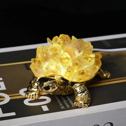 Natural Crystal Stone Turtle Figurine Desk Pet Ornament Healing Gemstone Animal Statue For Home Office Decor