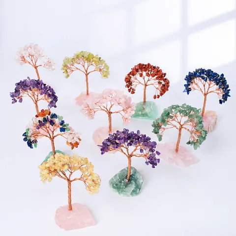 Natural Crystal Stone Money Tree Crystal Life Tree Wealth Tree Ornament Office Home Table Decor