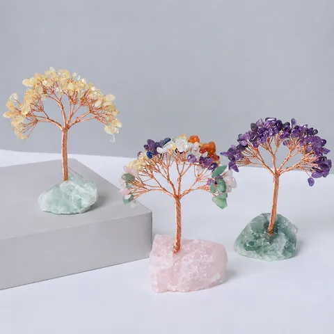 Natural Crystal Stone Money Tree Crystal Life Tree Wealth Tree Ornament Office Home Table Decor