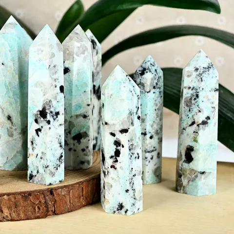 Natural Tianshan Blue Crystal Hexagonal Pillar Ornament Healing Energy Stone For Home Decor Meditation Wand