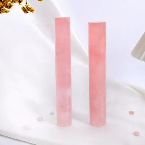 Colonna in Cristallo di Quarzo Rosa Naturale Pietra Grezza Pilastro Lucidato Scrivania Ufficio Decorazione Casa Fotografia Ornamentale