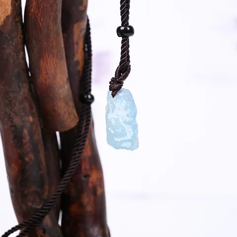 Natuurlijke Aquamarijn Kristal Ruwe Steen Hanger Ketting Unisex Mineraal Specimen Edelsteen Sieraden Cadeau