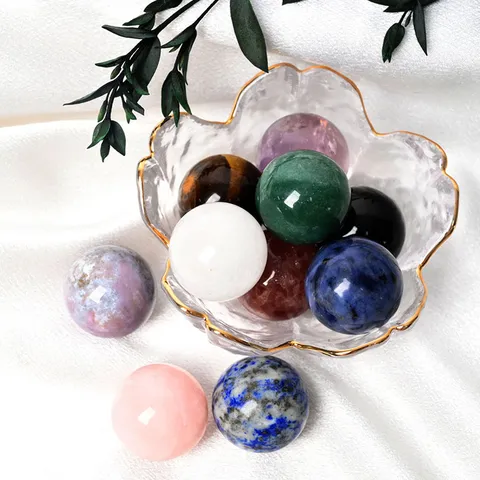 Boule de Cristal Naturelle Perles de Pierre Rondes Non Perforées Fabrication de Bijoux DIY Sphère Feng Shui Ornements de Décoration Intérieure