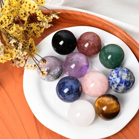 Boule de Cristal Naturelle Perles de Pierre Rondes Non Perforées Fabrication de Bijoux DIY Sphère Feng Shui Ornements de Décoration Intérieure