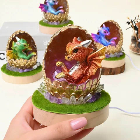 Natural Amethyst Dinosaur Egg Night Light Crystal Bedside Atmosphere Lamp Ornament Birthday Gift Home Decor