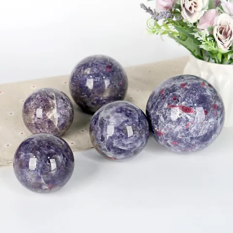 Natural Crystal Unicorn Stone Ball Polished Lepidolite Sphere Home Decor Healing Crystal Mineral Stone Ornament