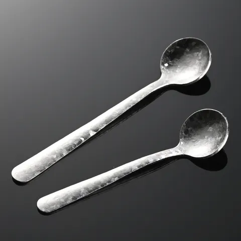 Reiner Titan Mini Gewürzlöffel Kristall Gehämmert Textur Kaffee Salz Zucker Kleiner Runder Löffel Rostfrei Metall Geschirr