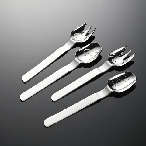 304 Stainless Steel Children Tableware Cute Koala Bear Stamped Spoon Fork For Baby Creative Cartoon Kids Feeding Utensils Mirror Polished