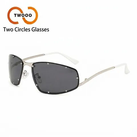 Y2K Unregelmäßige Metall Strass Sonnenbrille Damen Herren Trendy Punk Randlose Shades Luxus Cyberpunk Rave Brille Disco Sonnenbrille