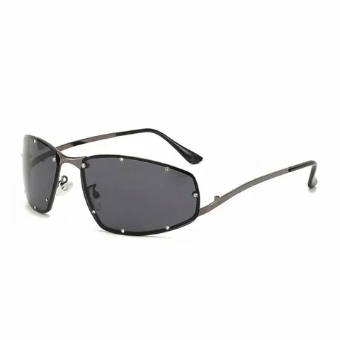 Y2K Unregelmäßige Metall Strass Sonnenbrille Damen Herren Trendy Punk Randlose Shades Luxus Cyberpunk Rave Brille Disco Sonnenbrille