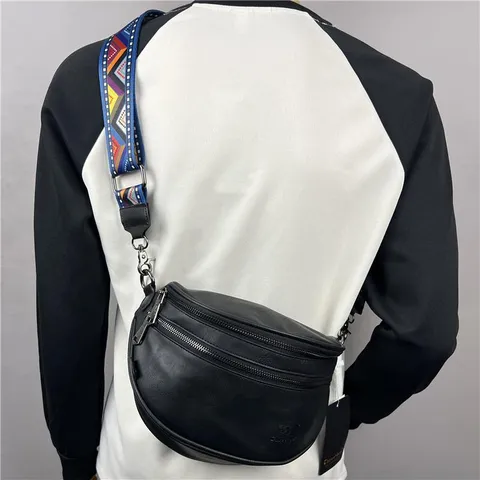 Borsa a Tracolla Casual in Pelle PU da Uomo Borsa Crossbody Vintage Tinta Unita Borsa da Petto Con Tracolla Geometrica Borsa da Viaggio