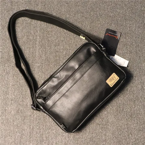 Mens Casual PU Leather Shoulder Bag Solid Color Crossbody Messenger Bag With Front Zipper Pocket Daily Use