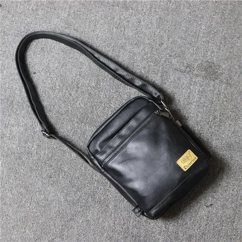 Borsa a Tracolla Verticale in Pelle PU da Uomo Retro Casual Crossbody Messenger Tasca Giornaliera